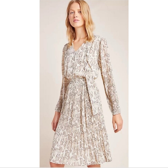Anthropologie Dresses & Skirts - Anthropologie Current Air Olivia Snake Print Pleated Midi Dress XS